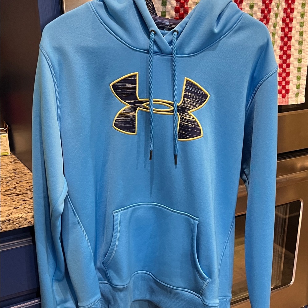 Under Armour turquoise Blue Hoodie with Yellow Logo/thin hoodie